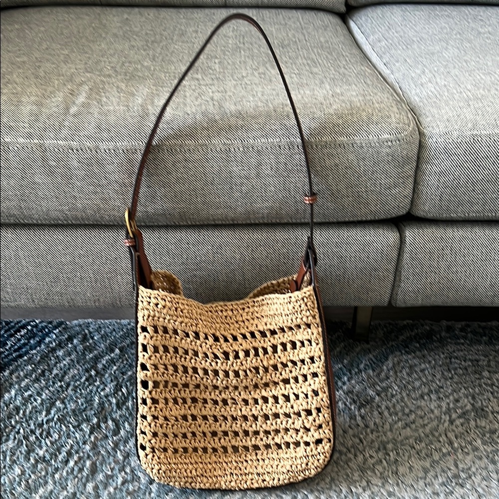 Mango Tan and Brown Woven Shoulder Bag